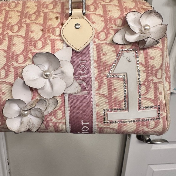 Vintage Y2K Dior Floral Pink and Cream Satchel - Picture 8 of 9